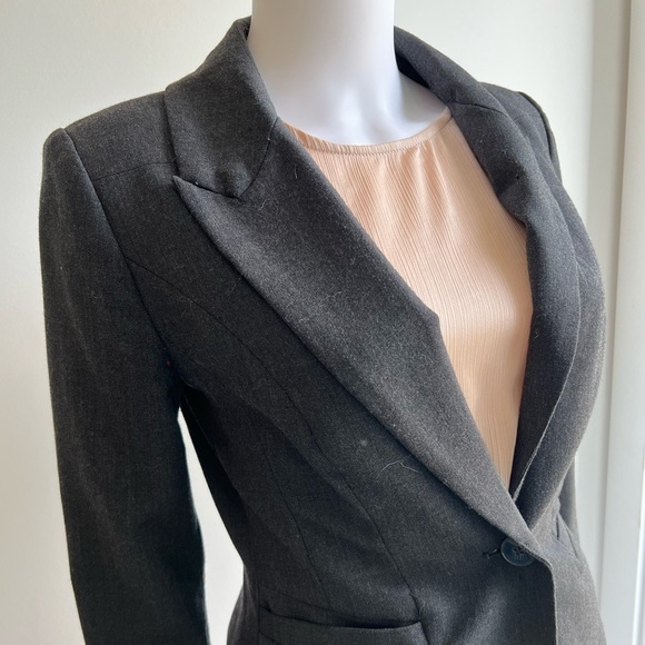LE CHATEAU | Charcoal Grey One Button Fitted Wool Blazer - Picture 5 of 7